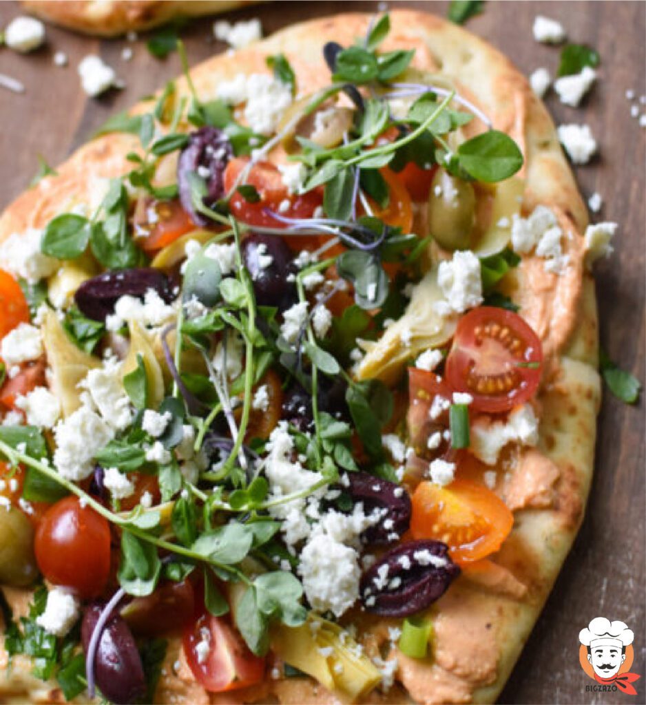 Mediterranean Naan Bread Pizza