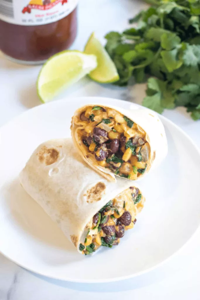 15 Minute Black Bean and Spinach Burritos