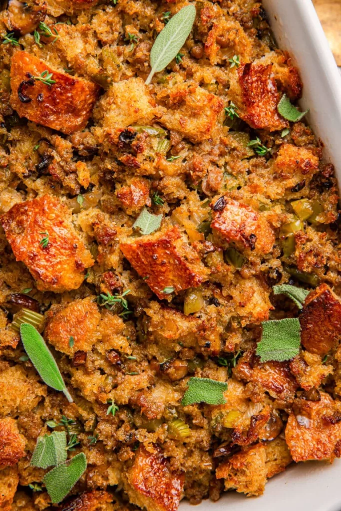 Sourdough Bread Stuffing with Ground Sage Pork