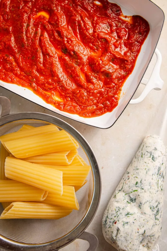 Cheese and Spinach Manicotti