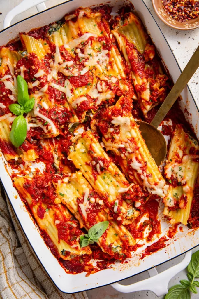 Cheese and Spinach Manicotti