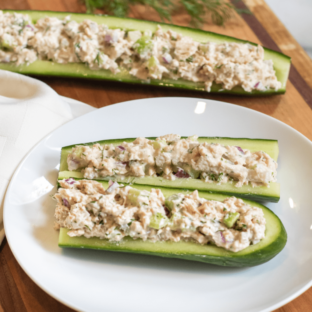 Tuna Salad Cucumber Boats