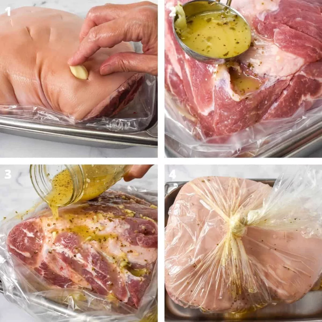 Marinating Cuban Roast Pork Collage