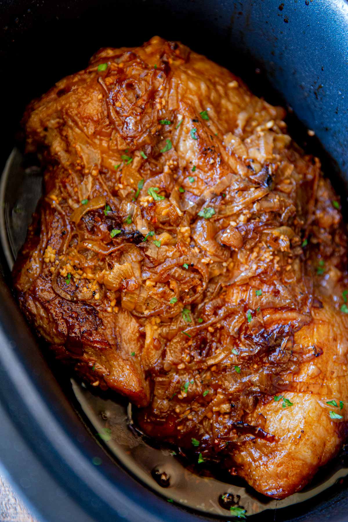 Slow Cooker Beer and Onion Brisket