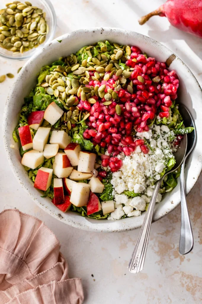 Shaved Brussels Sprout Salad with Pears and Pomegranate