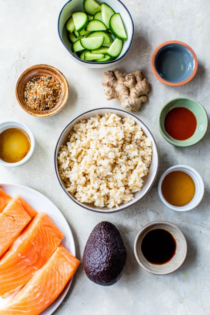 Honey Sriracha Roasted Salmon Rice Bowls