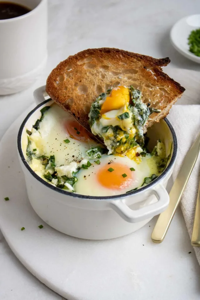 Creamy Spinach Baked Eggs