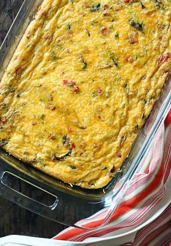 Veggie Ham and Cheese Breakfast Egg Casserole