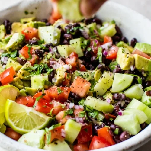 Black Bean, Avocado, Cucumber and Tomato Salad