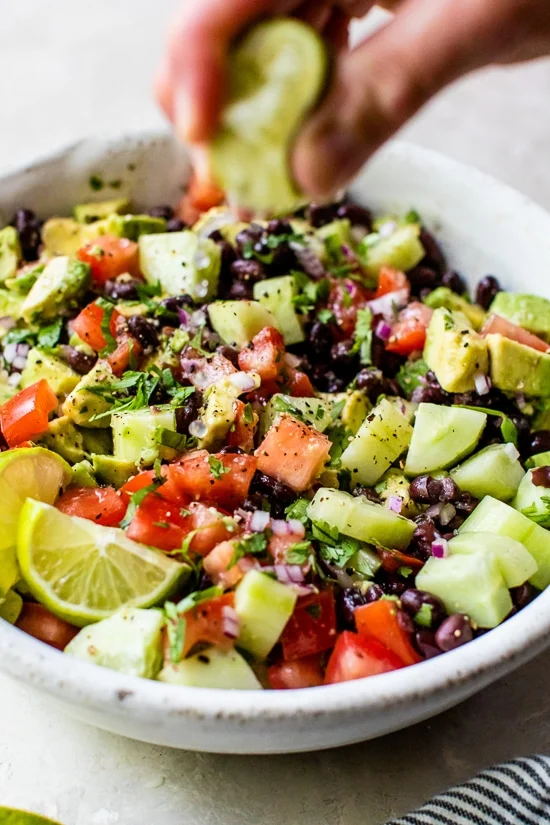 Black Bean, Avocado, Cucumber and Tomato Salad