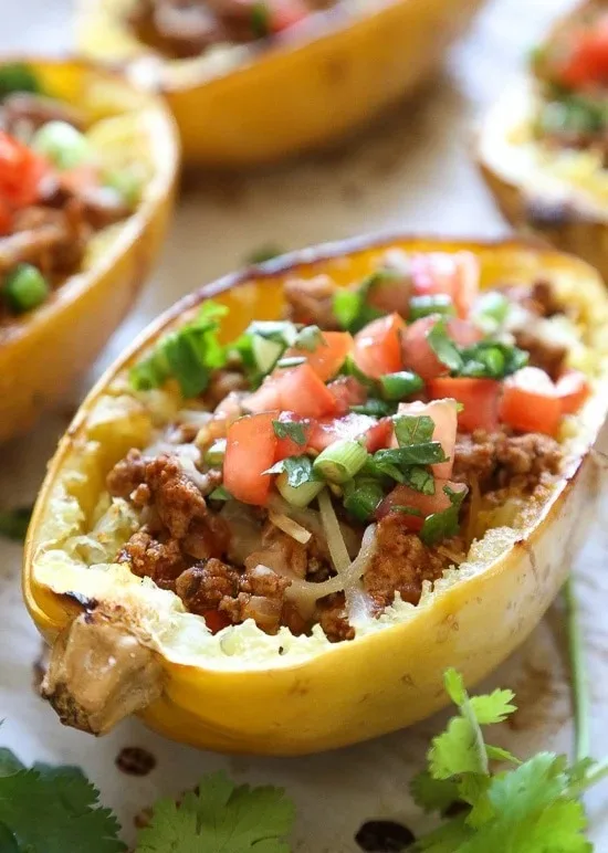 Turkey Taco Spaghetti Squash Boats