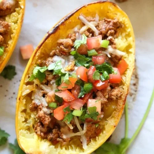 Turkey Taco Spaghetti Squash Boats