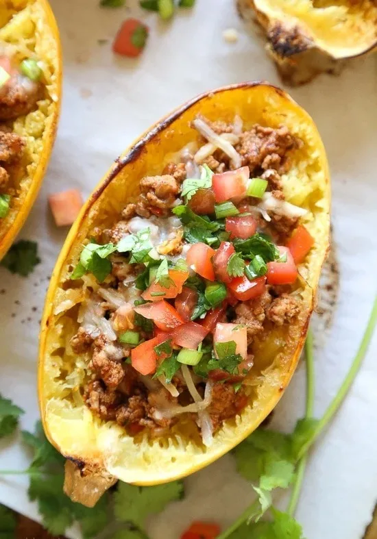 Turkey Taco Spaghetti Squash Boats