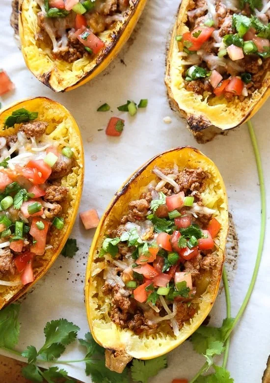 Turkey Taco Spaghetti Squash Boats