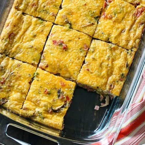 Veggie Ham and Cheese Egg Casserole