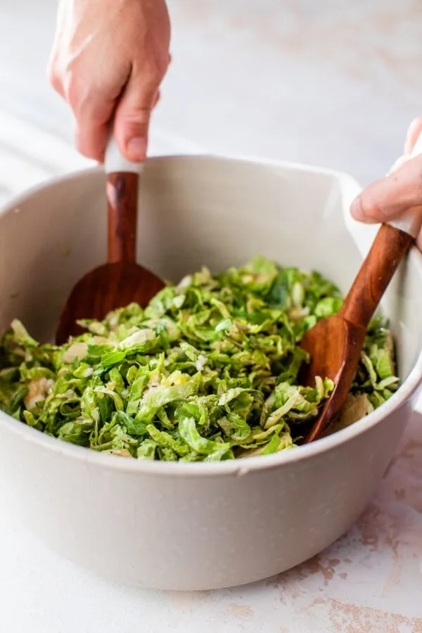 Shaved Brussels Sprout Salad with Pears and Pomegranate