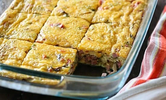 Veggie Ham and Cheese Breakfast Egg Casserole