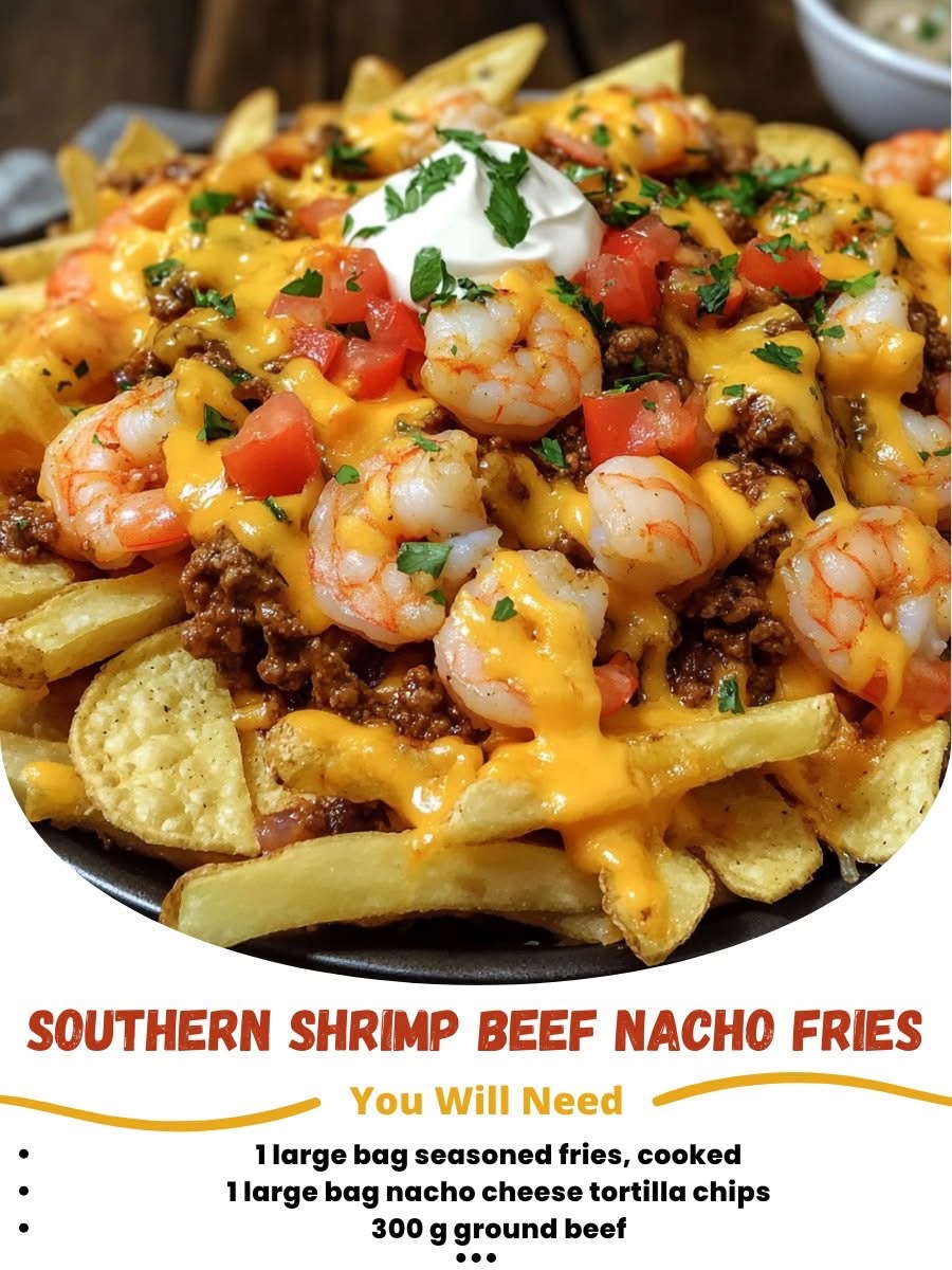 🧀🍤 Southern Shrimp & Beef Nacho Fries 🤤🔥: The Ultimate Game Day Feast