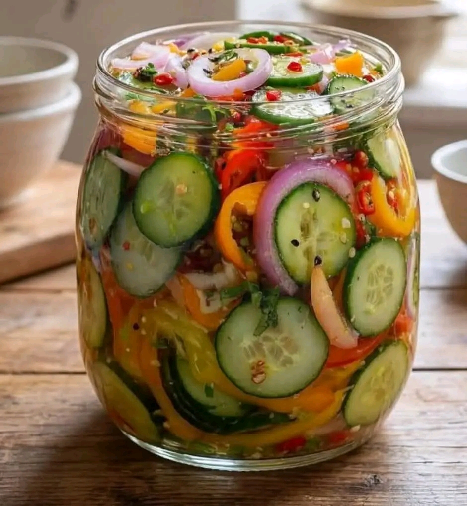 Anti Inflammatory Pickled Cucumber Onion And Bell Pepper Salad โ Fresh, Crunchy, and So Good for You