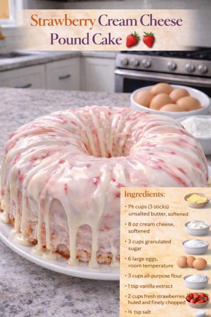 Strawberry Cream Cheese Pound Cake – Rich, Buttery & Irresistible ...
