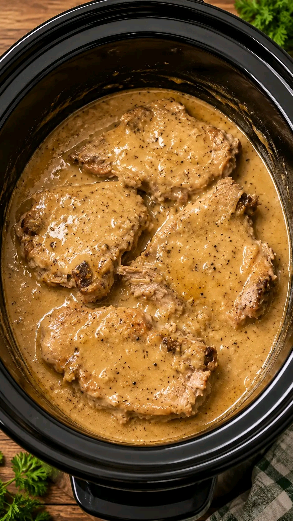 Slow Cooker Smothered Pork Chops