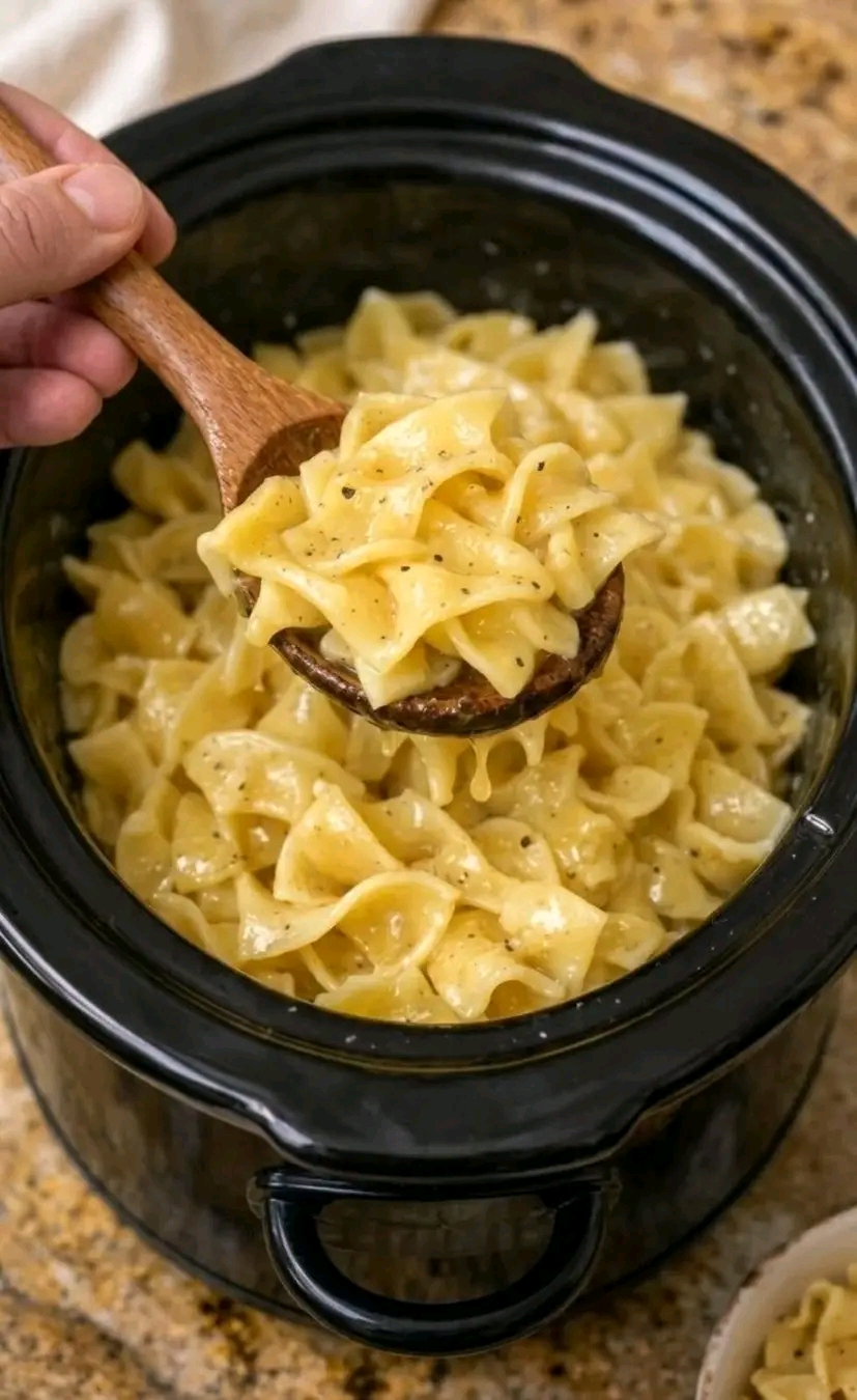 Slow Cooker Creamy Crack Chicken Noodle Casserole