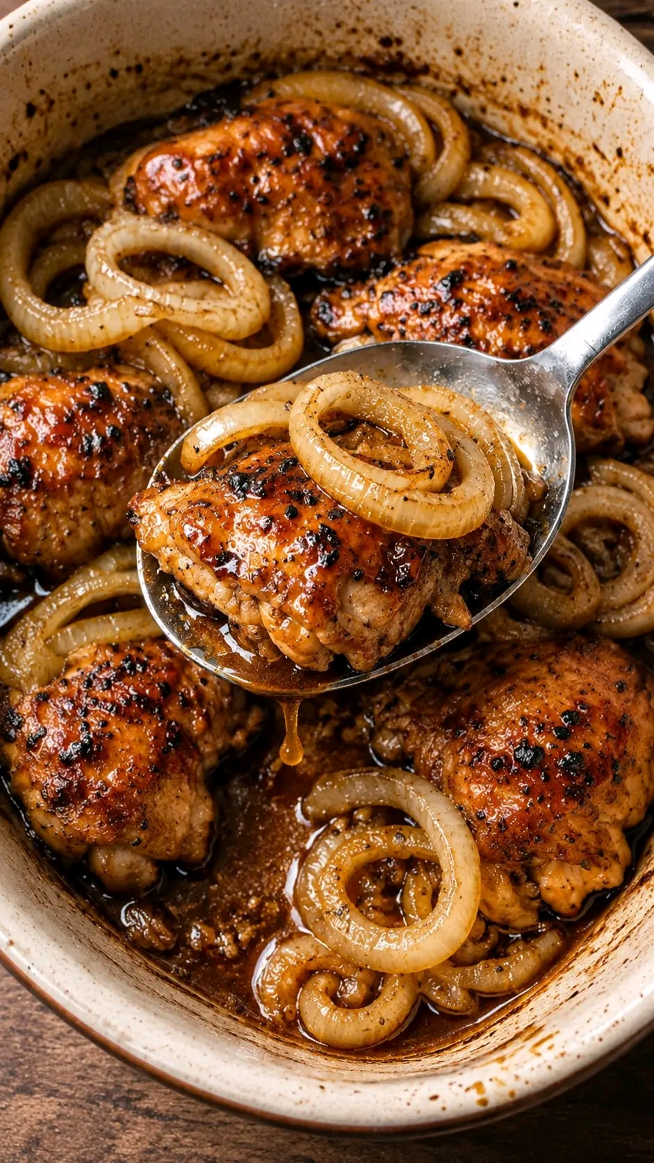 Sticky Caramelized Onion Chicken Thighs