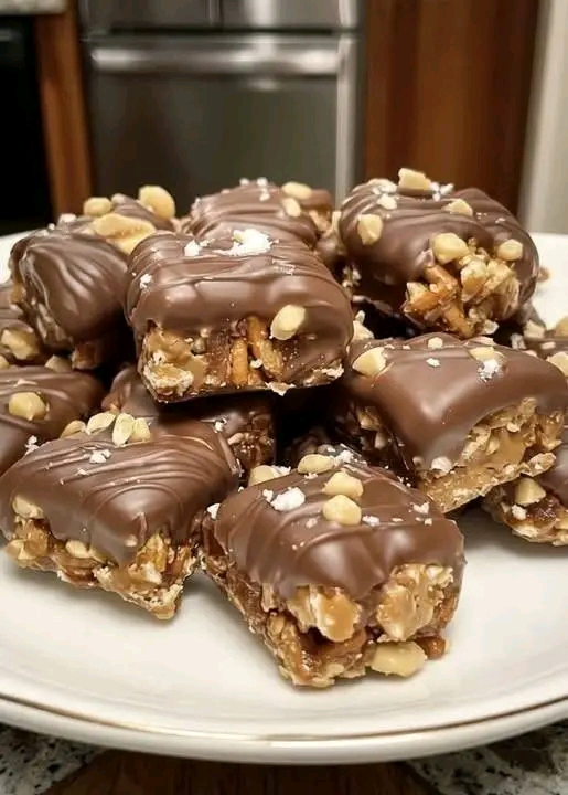 Chocolate Covered Peanut Butter Pretzel Squares โ Sweet & Salty No-Bake Dessert